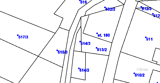Parcela st. 514/3 v KÚ Kotopeky, Katastrální mapa