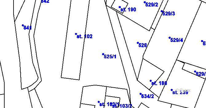 Parcela st. 525/1 v KÚ Kotopeky, Katastrální mapa