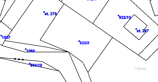 Parcela st. 532/2 v KÚ Kotopeky, Katastrální mapa