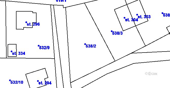 Parcela st. 538/2 v KÚ Kotopeky, Katastrální mapa