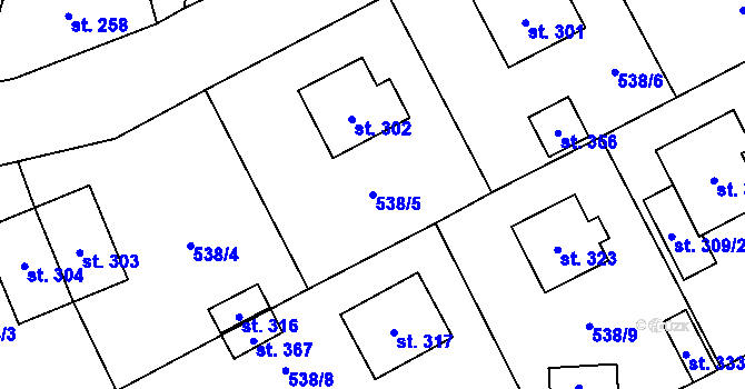 Parcela st. 538/5 v KÚ Kotopeky, Katastrální mapa