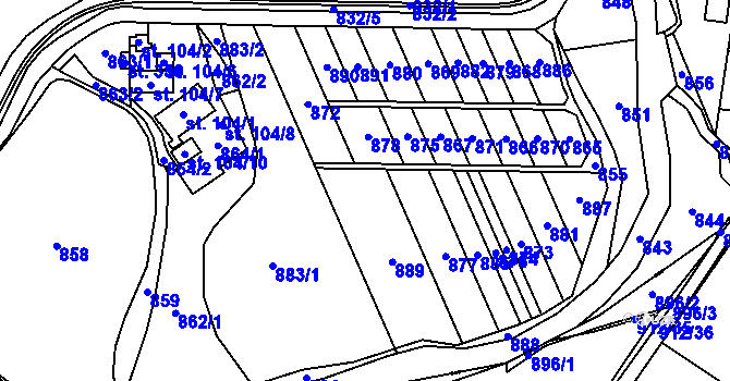 Parcela st. 555/1 v KÚ Kotopeky, Katastrální mapa