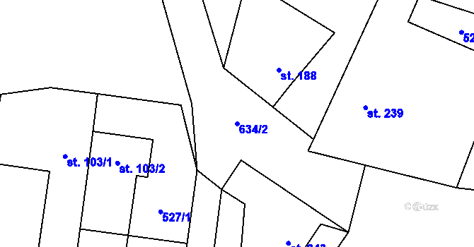 Parcela st. 634/2 v KÚ Kotopeky, Katastrální mapa