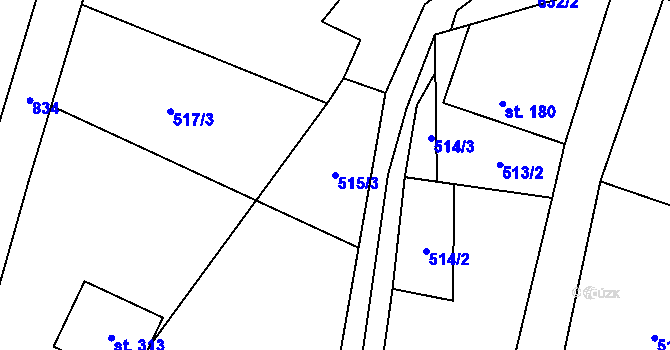 Parcela st. 515/3 v KÚ Kotopeky, Katastrální mapa
