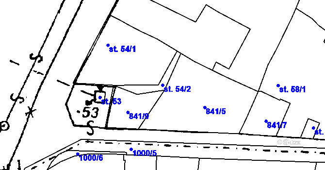 Parcela st. 54/2 v KÚ Kotovice, Katastrální mapa