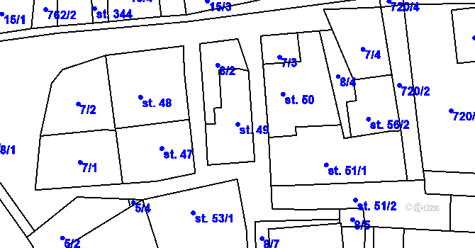 Parcela st. 49 v KÚ Kotvrdovice, Katastrální mapa