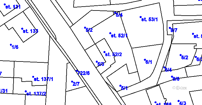 Parcela st. 52/2 v KÚ Kotvrdovice, Katastrální mapa