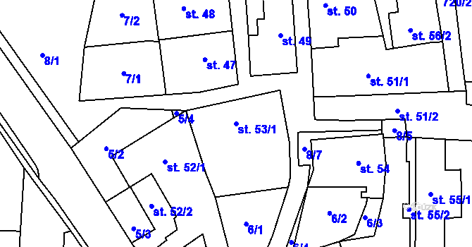 Parcela st. 53/1 v KÚ Kotvrdovice, Katastrální mapa