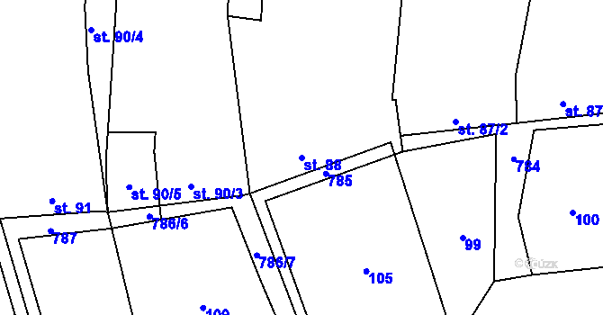 Parcela st. 88 v KÚ Kotvrdovice, Katastrální mapa