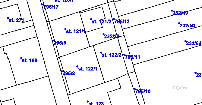 Parcela st. 122/2 v KÚ Kotvrdovice, Katastrální mapa