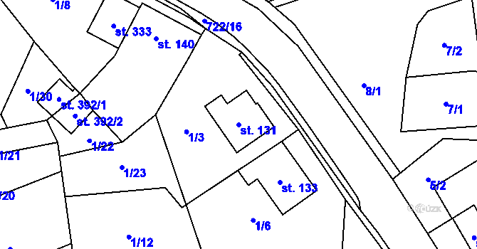 Parcela st. 131 v KÚ Kotvrdovice, Katastrální mapa