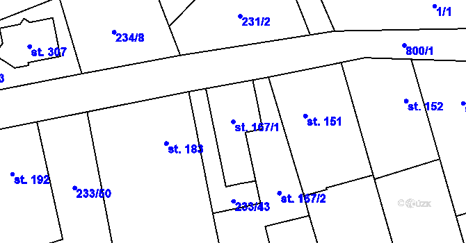 Parcela st. 167/1 v KÚ Kotvrdovice, Katastrální mapa
