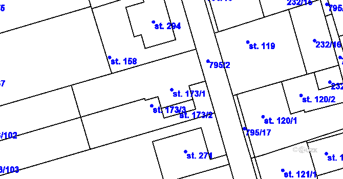 Parcela st. 173/1 v KÚ Kotvrdovice, Katastrální mapa