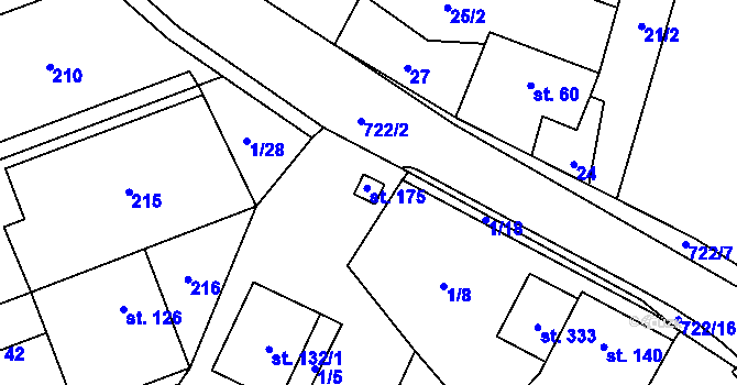 Parcela st. 175 v KÚ Kotvrdovice, Katastrální mapa