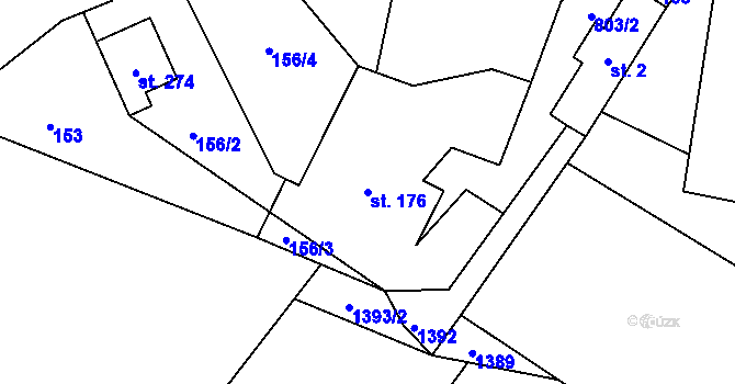 Parcela st. 176 v KÚ Kotvrdovice, Katastrální mapa