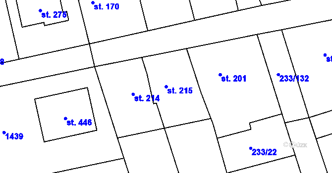 Parcela st. 215 v KÚ Kotvrdovice, Katastrální mapa