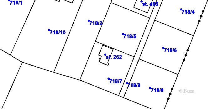Parcela st. 262 v KÚ Kotvrdovice, Katastrální mapa