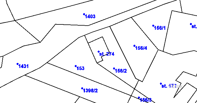 Parcela st. 274 v KÚ Kotvrdovice, Katastrální mapa