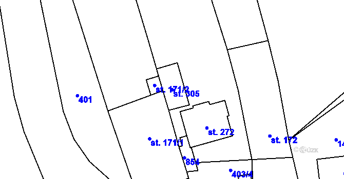 Parcela st. 305 v KÚ Kotvrdovice, Katastrální mapa