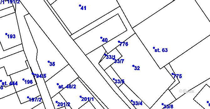 Parcela st. 33/1 v KÚ Kotvrdovice, Katastrální mapa