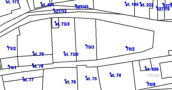 Parcela st. 70/3 v KÚ Kotvrdovice, Katastrální mapa