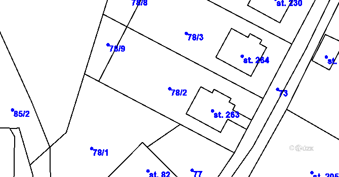 Parcela st. 78/2 v KÚ Kotvrdovice, Katastrální mapa