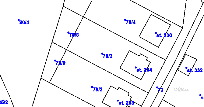 Parcela st. 78/3 v KÚ Kotvrdovice, Katastrální mapa