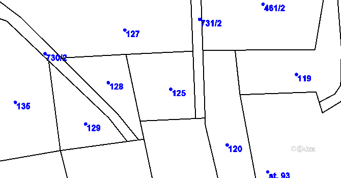 Parcela st. 125 v KÚ Kotvrdovice, Katastrální mapa