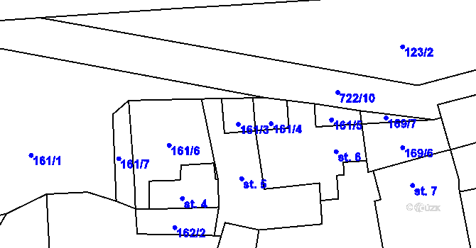 Parcela st. 161/3 v KÚ Kotvrdovice, Katastrální mapa
