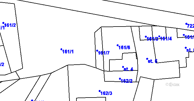 Parcela st. 161/7 v KÚ Kotvrdovice, Katastrální mapa