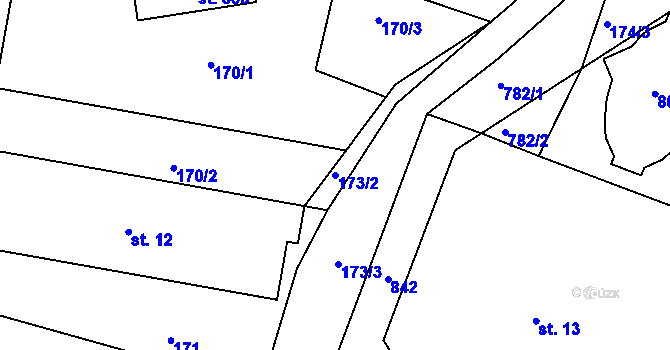 Parcela st. 173/2 v KÚ Kotvrdovice, Katastrální mapa