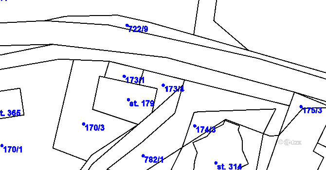 Parcela st. 173/4 v KÚ Kotvrdovice, Katastrální mapa