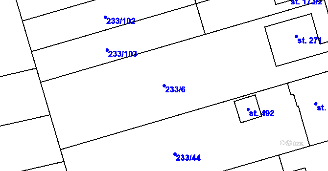 Parcela st. 233/6 v KÚ Kotvrdovice, Katastrální mapa