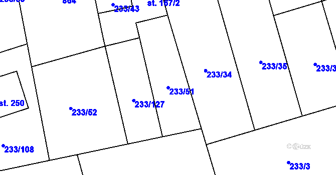 Parcela st. 233/51 v KÚ Kotvrdovice, Katastrální mapa