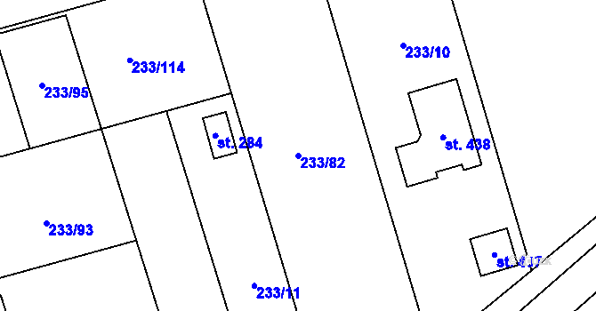 Parcela st. 233/82 v KÚ Kotvrdovice, Katastrální mapa
