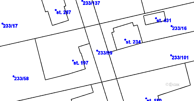 Parcela st. 233/99 v KÚ Kotvrdovice, Katastrální mapa