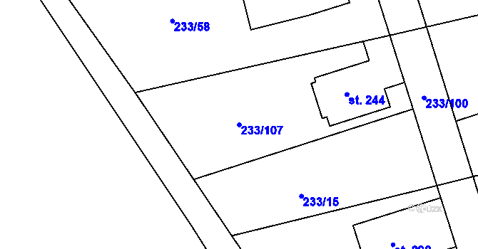 Parcela st. 233/107 v KÚ Kotvrdovice, Katastrální mapa