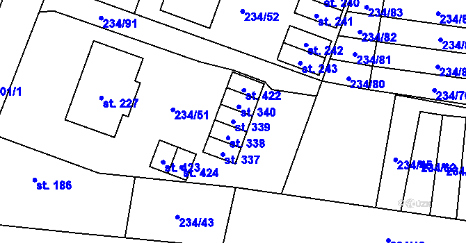 Parcela st. 339 v KÚ Kotvrdovice, Katastrální mapa