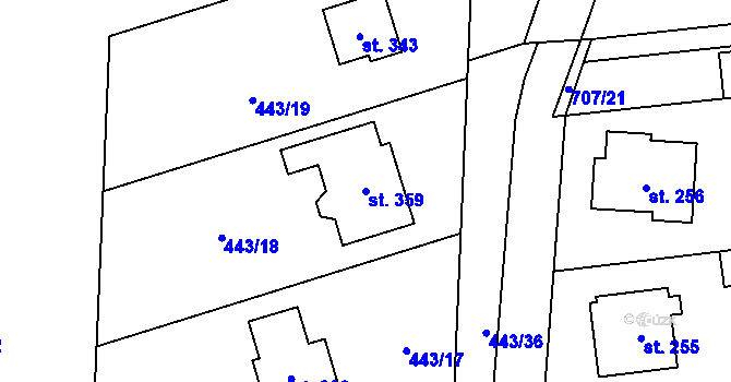 Parcela st. 359 v KÚ Kotvrdovice, Katastrální mapa