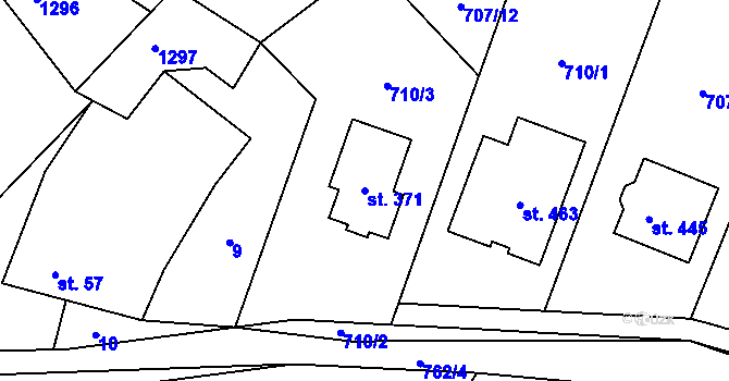 Parcela st. 371 v KÚ Kotvrdovice, Katastrální mapa