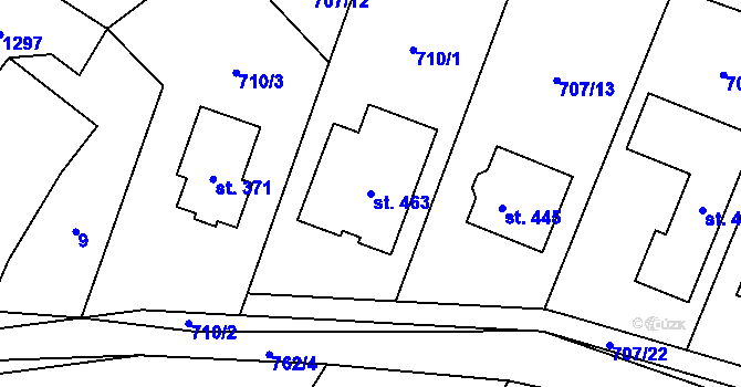 Parcela st. 463 v KÚ Kotvrdovice, Katastrální mapa