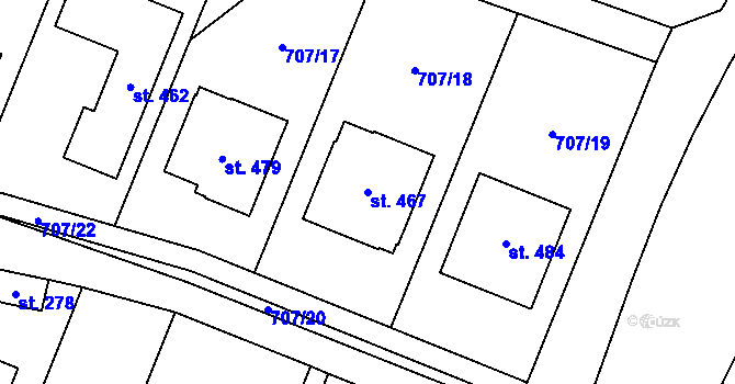 Parcela st. 467 v KÚ Kotvrdovice, Katastrální mapa