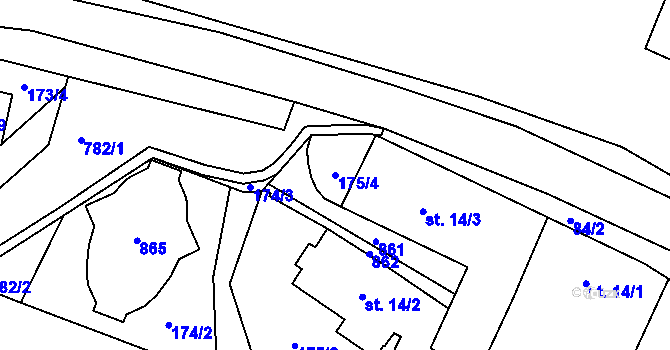 Parcela st. 175/4 v KÚ Kotvrdovice, Katastrální mapa
