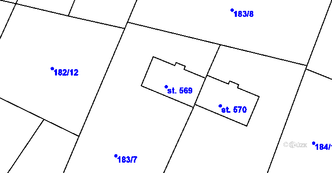 Parcela st. 569 v KÚ Kounice, Katastrální mapa