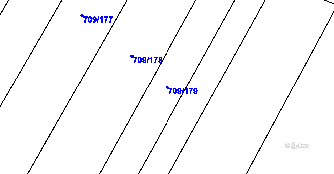 Parcela st. 709/179 v KÚ Kounice, Katastrální mapa