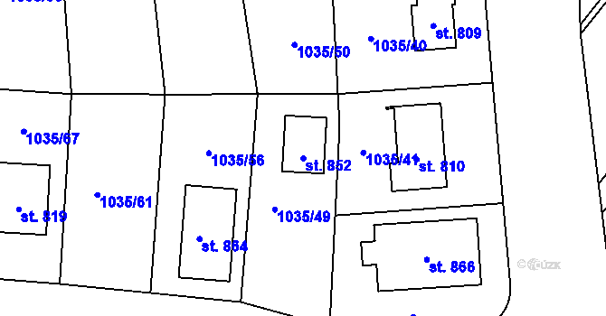 Parcela st. 852 v KÚ Kounice, Katastrální mapa