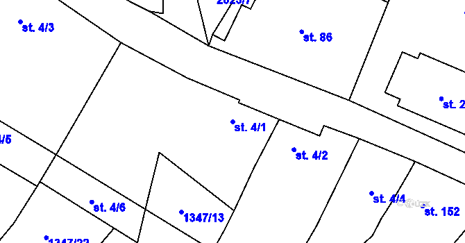 Parcela st. 4/1 v KÚ Kounov u Rakovníka, Katastrální mapa