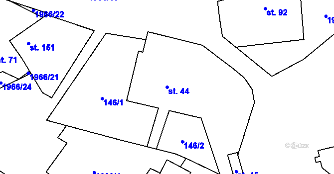 Parcela st. 44 v KÚ Kounov u Rakovníka, Katastrální mapa