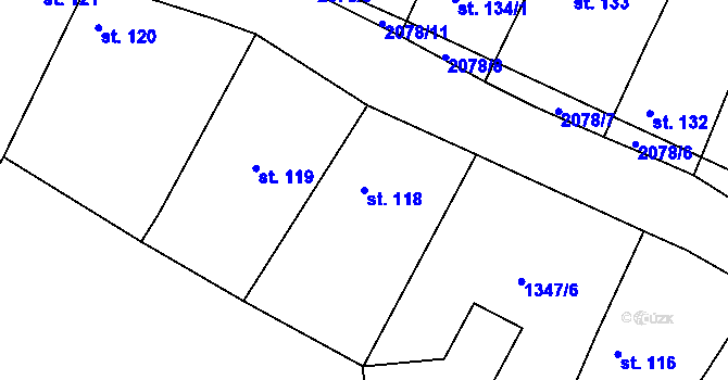 Parcela st. 118 v KÚ Kounov u Rakovníka, Katastrální mapa