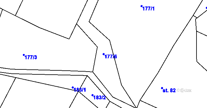 Parcela st. 177/6 v KÚ Kounov u Rakovníka, Katastrální mapa